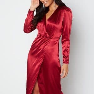 Chiara Forthi Lucie Satin Draped Dress Dark wine-red 44