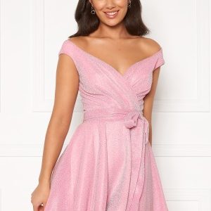 Goddiva Lurex Skater Dress Pink XS (UK8)