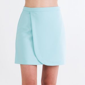 NA-KD - Overlap mini skirt - Nederdele - TURQUOISE - 36