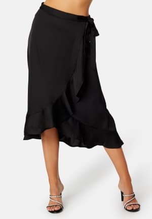 VILA Ellette Wrap HW Skirt Black 42