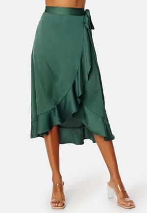 VILA Ellette Wrap HW Skirt Duck Green Detail:FA 38