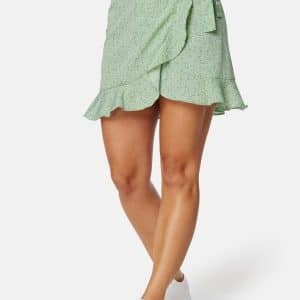 BUBBLEROOM Ida mini wrap skirt Dusty green / Patterned XL