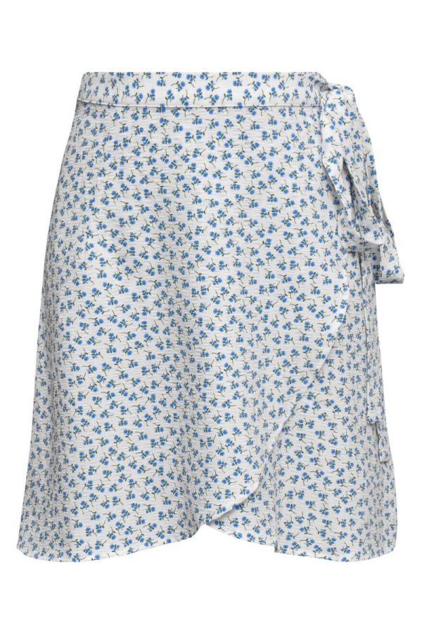 A-View - Nederdel - Peony Short Wrap Skirt - White/Blue