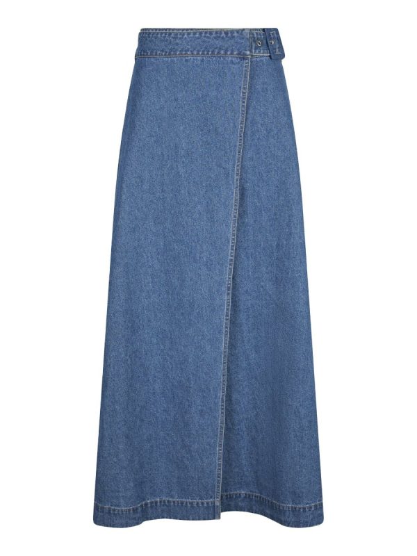 Neo Noir - Nederdel - Nina Wrap Denim Skirt - Blue