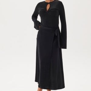 Happy Holly Sparkling Wrap Midi Skirt Black/Black 32/34