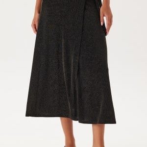 Happy Holly Sparkling Wrap Midi Skirt Black/Gold 48/50