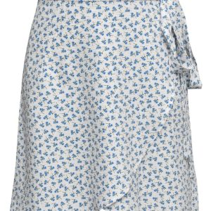 A-View - Nederdel - Peony Short Wrap Skirt - White/Blue