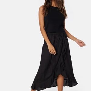 Happy Holly Front Wrap Viscose Skirt Black 40/42