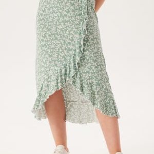 Happy Holly Selima Frill Wrap Skirt Green/Floral 48/50