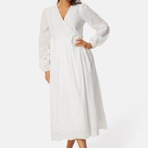 YAS Yasluma LS Long Wrap Dress Star White L