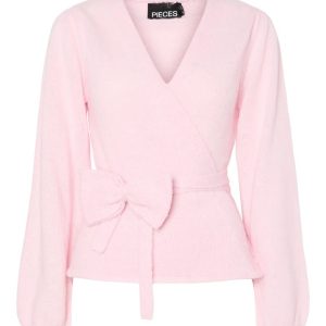 Pieces - Cardigan - Fleur LS V-Neck Knit Cardigan - Pink Tulle Melange